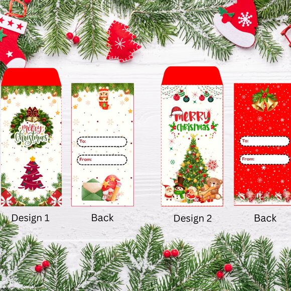 Christmas Money Envelopes – Holiday Cash Holder, Gift Card Sleeve Set of 12 - Picture 5 of 6